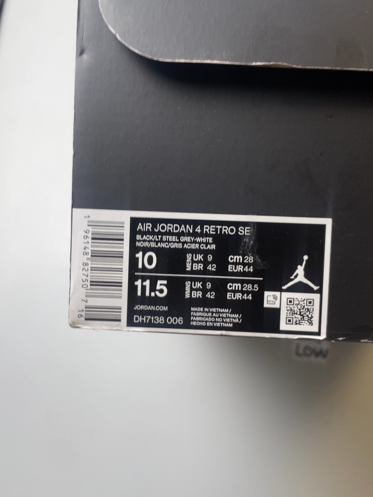 Air Jordan 4 Retro SE Black Canvas | DH7138-006 | Size 10 Men's US
