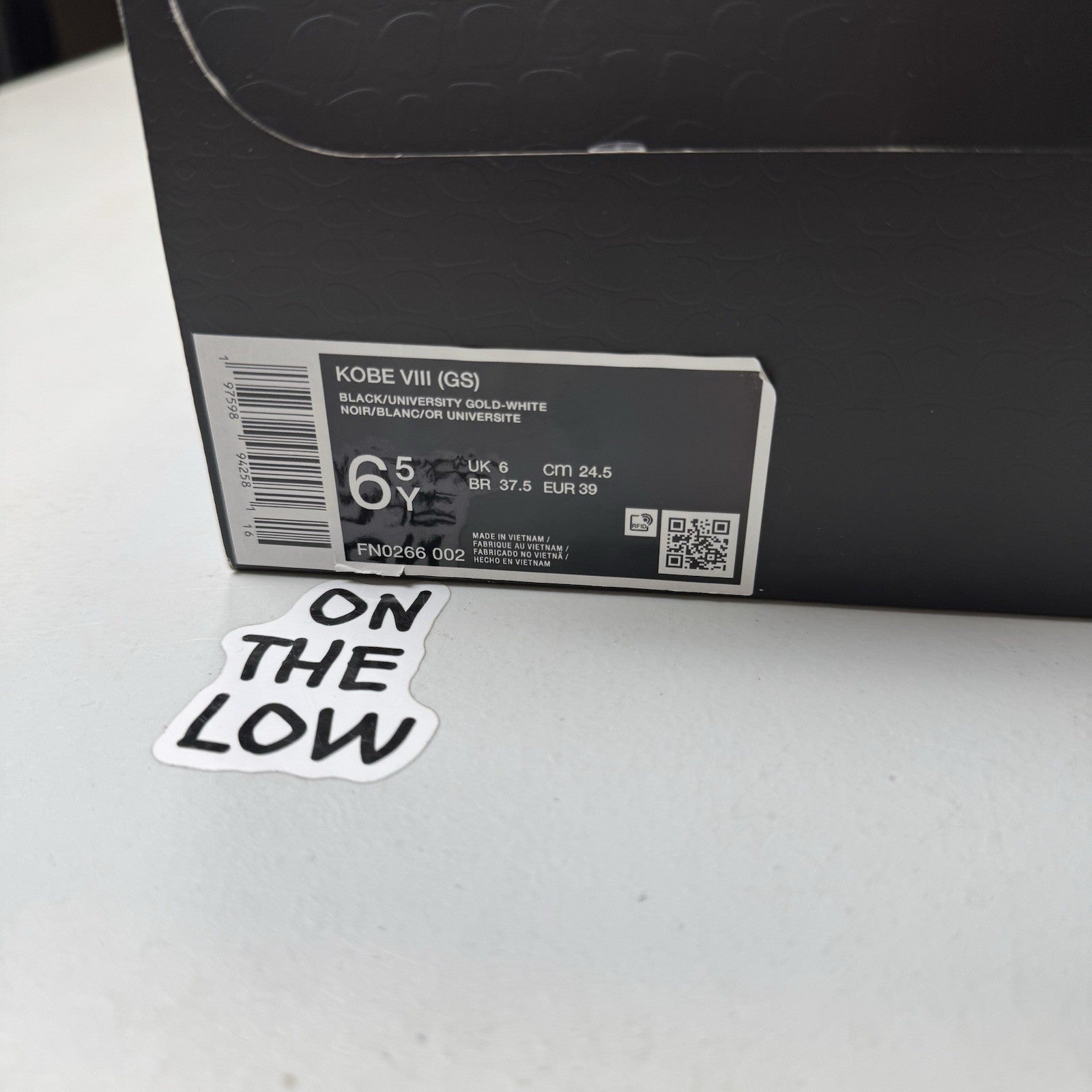Kobe 8 Protro Black Lakers Away University Gold FN0266-002 | NEW | Size 6.5Y/8W