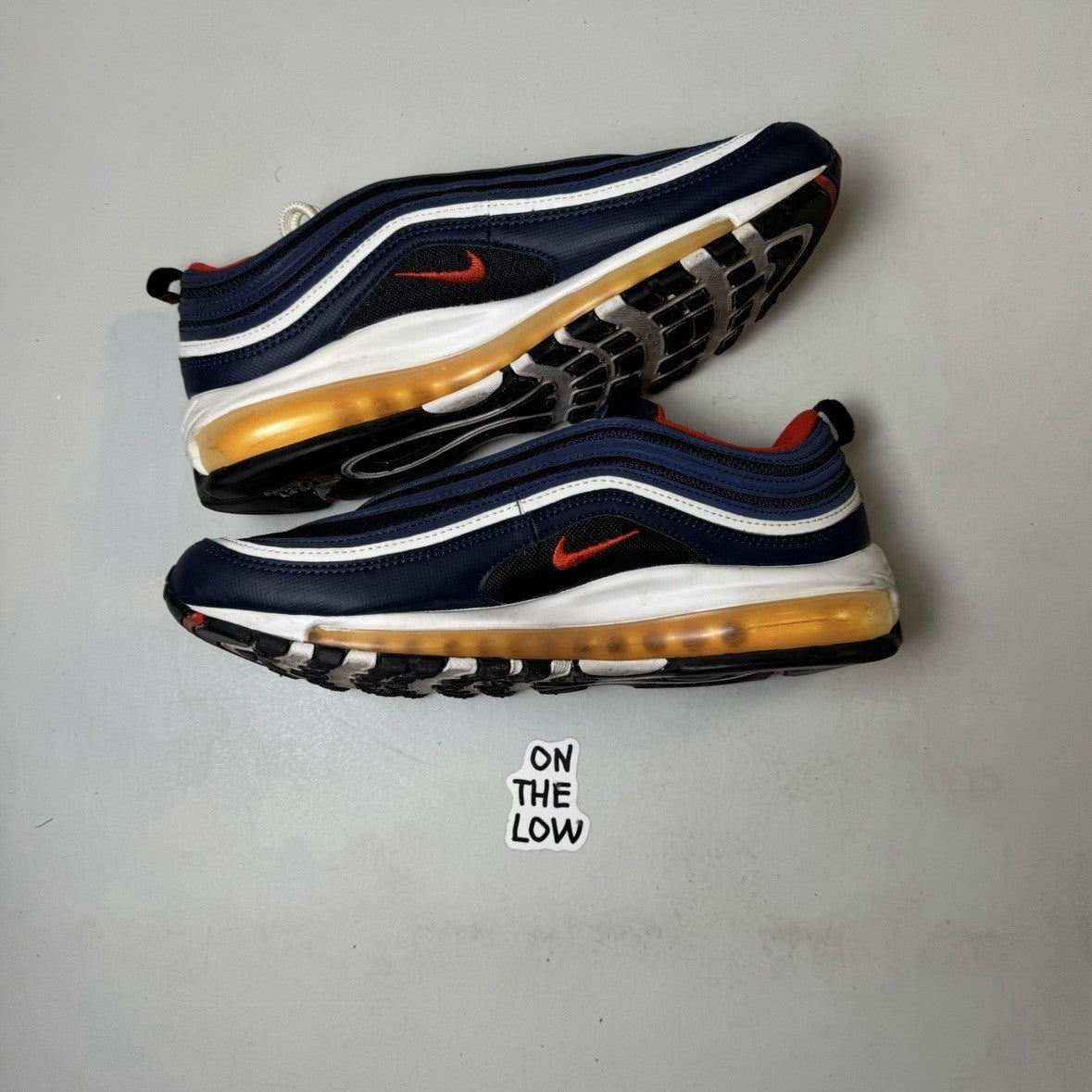 Nike Air Max 97 Midnight Navy Habanero Red | 921826-403 | Size 8.5 mens