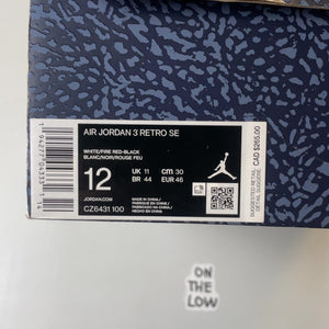 Air Jordan 3 Retro SE Fire Red Denim (2020) | CZ6431-100 | Size 12 Men's US