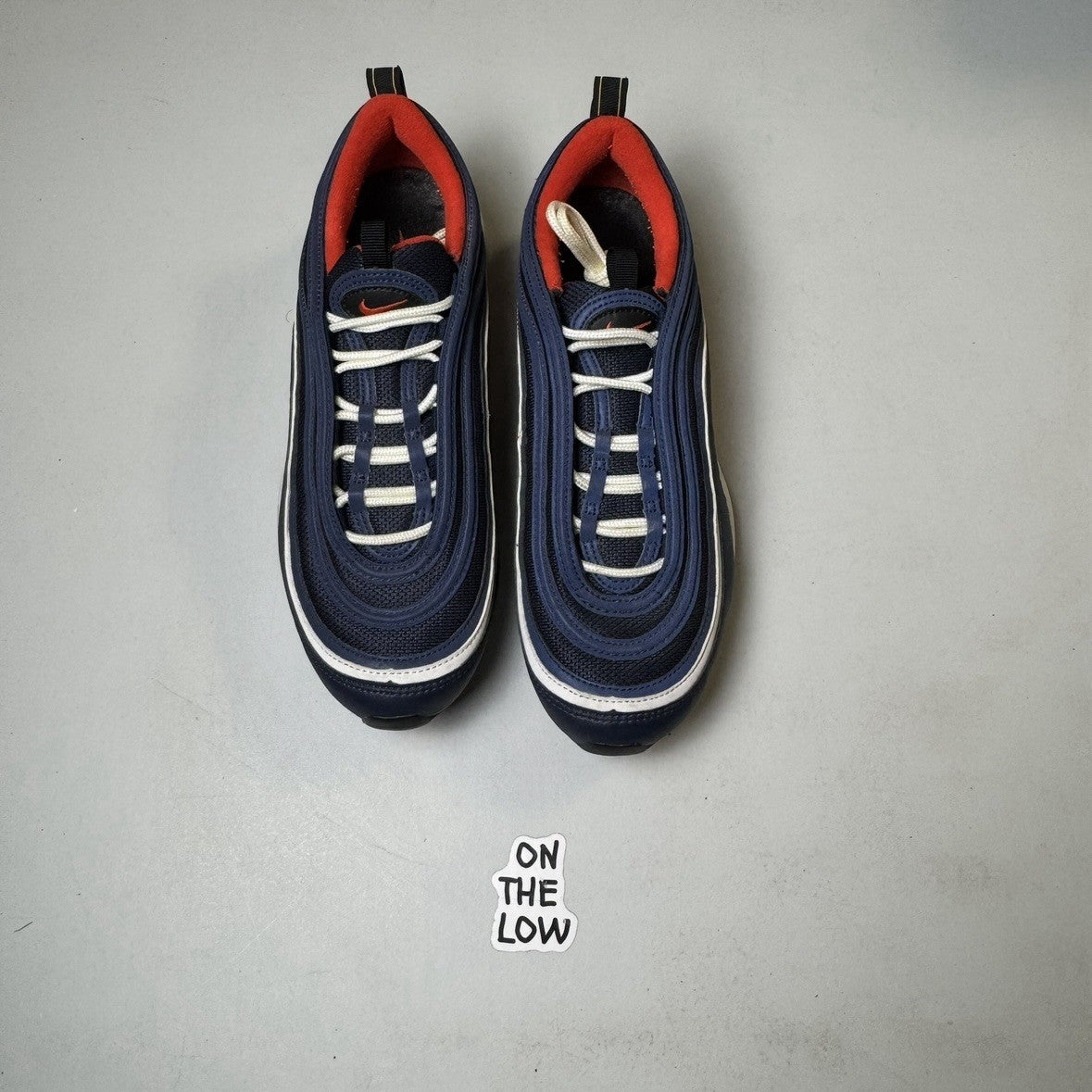 Nike Air Max 97 Midnight Navy Habanero Red | 921826-403 | Size 8.5 mens