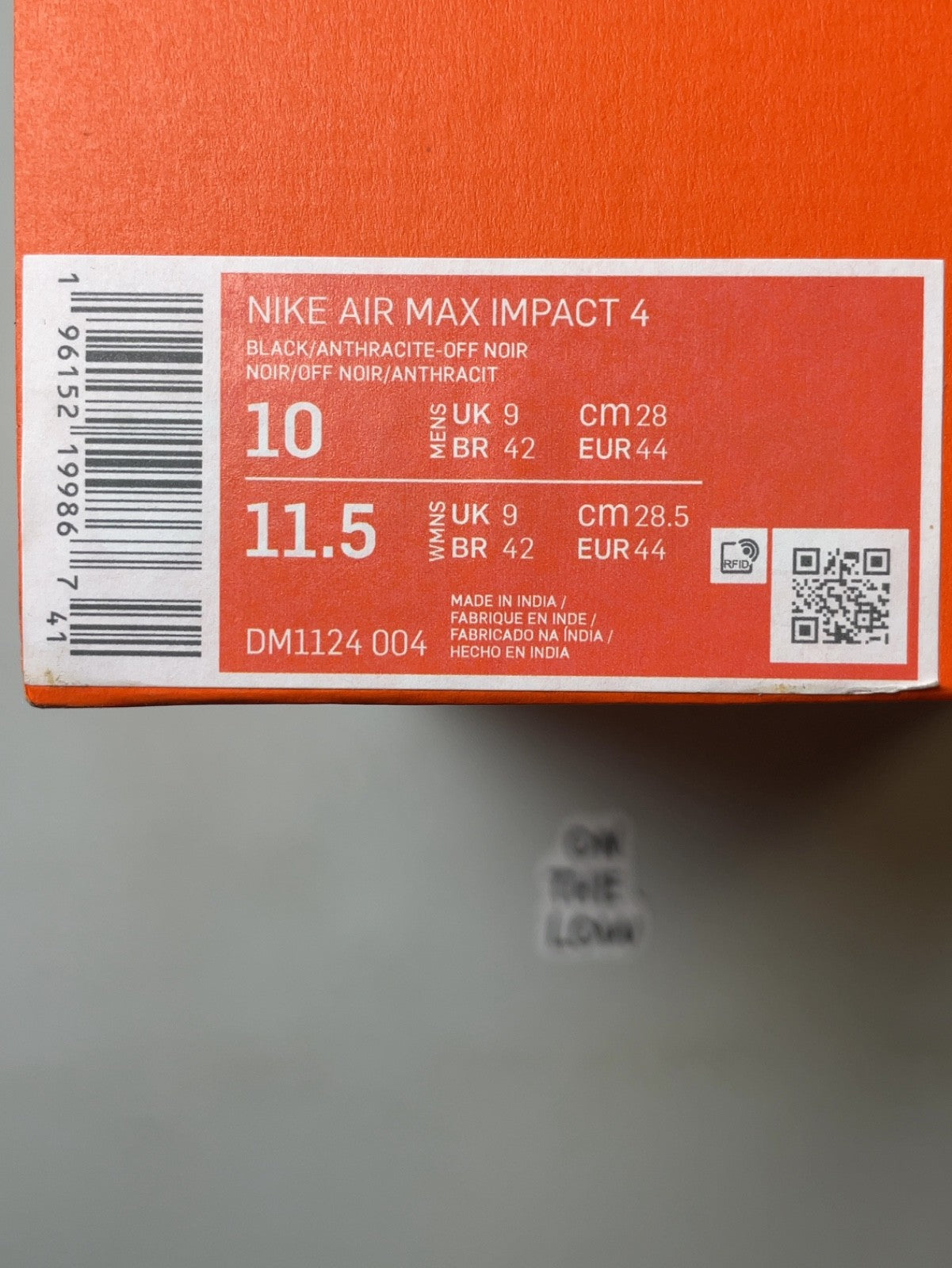 Nike Air Max Impact 4 Black Off Noir | DM1124-004 | Size 10/10.5 Men's US