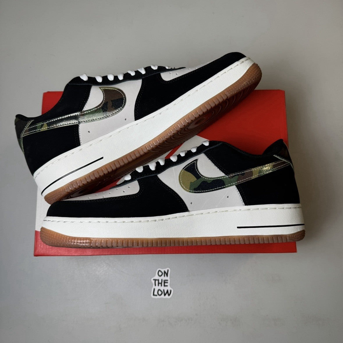 Nike Air Force 1 LV8 Black Patent Camo Swoosh | HQ1967-100 | NEW | Size 12 Mens