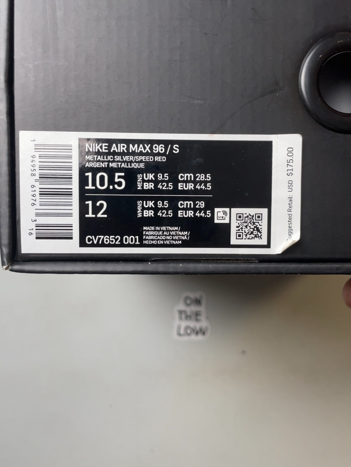Nike Air Max 96 Supreme Silver Bullet | CV7652-001 | Size 10.5 Men's US