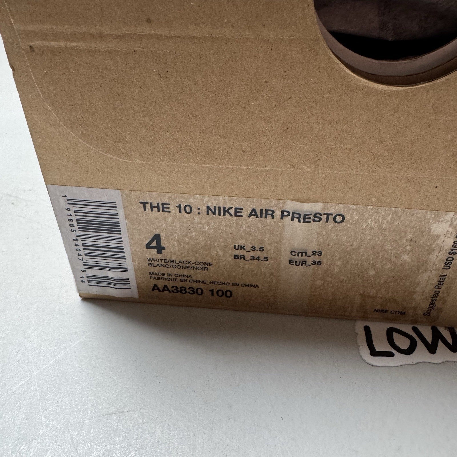 Nike Air Presto Off-White White 2018 |AA3830-100 | NEW | Size 4 Mens/ 5.5W