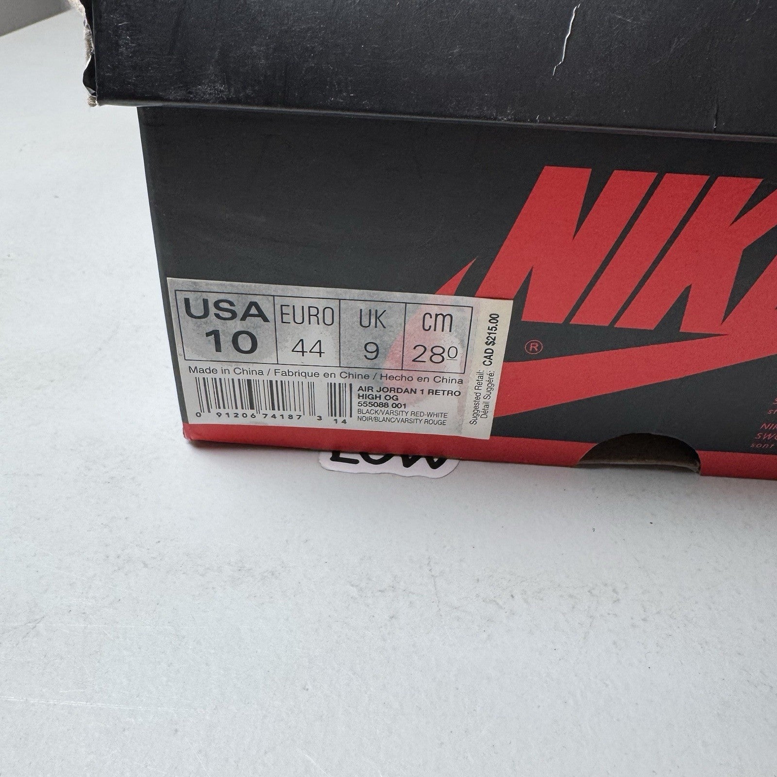 Nike Air Jordan 1 Retro High Banned Bred 2016 | NEW | 555088-001 | Size 10 Mens