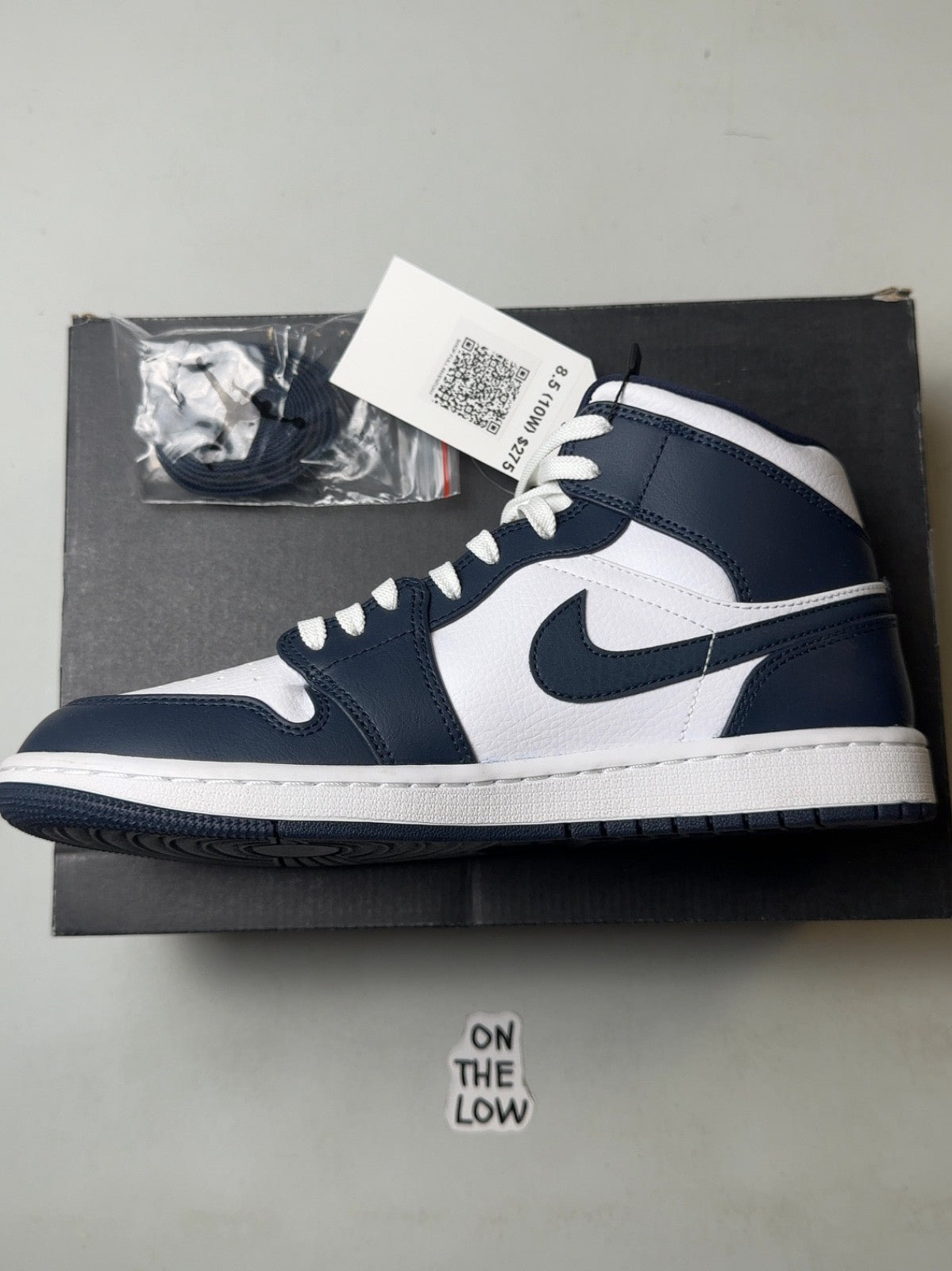 Air Jordan 1 Mid White Metallic Gold Obsidian | Size 8.5 M *READ DESC*