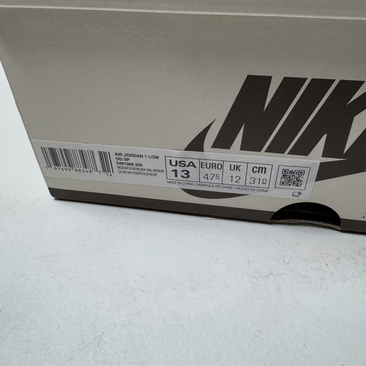 Jordan 1 Retro Low OG SP Travis Scott Medium Olive | DM7866-200 | Size 13