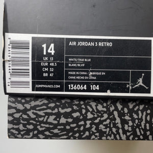 Jordan 3 Retro True Blue (2011) | 136064-104 | Size 14 Men's US