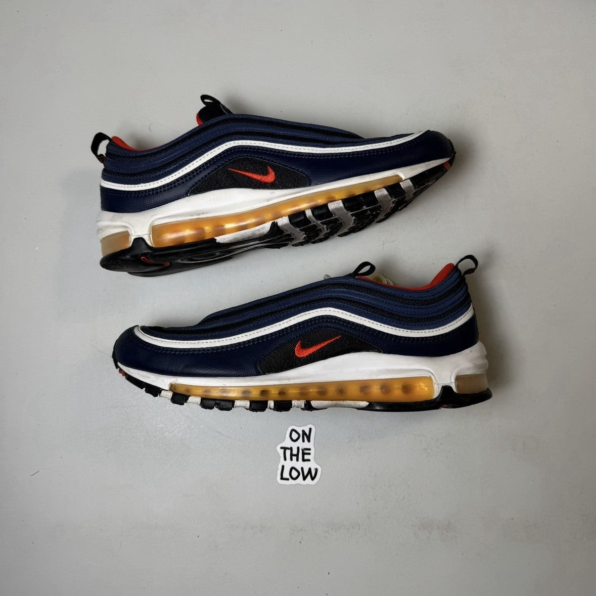 Nike Air Max 97 Midnight Navy Habanero Red | 921826-403 | Size 8.5 mens