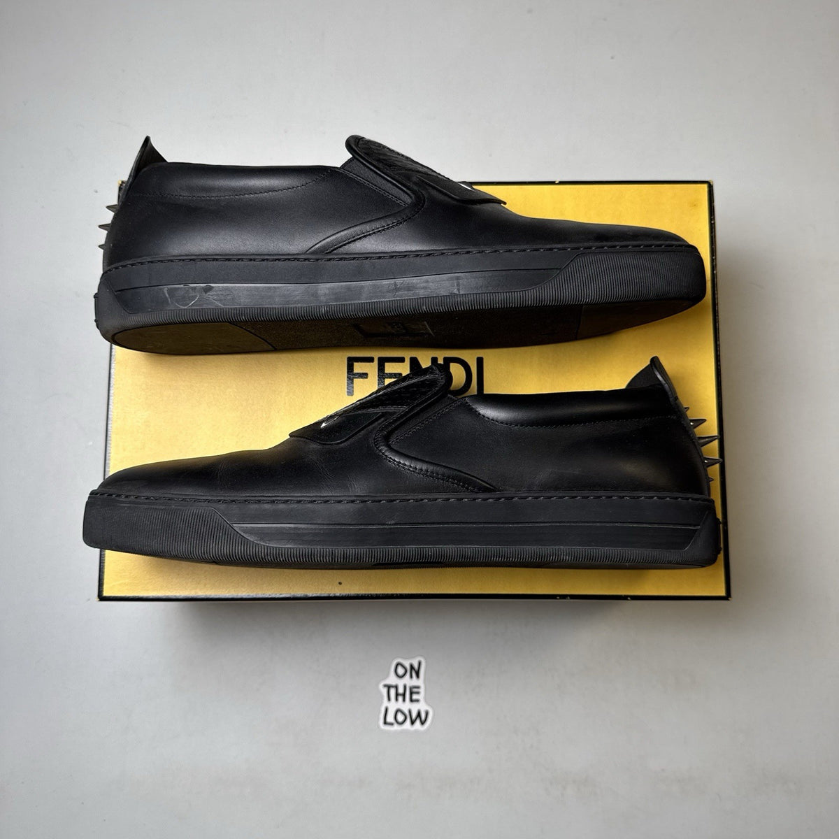 Fendi Vitello Black Slip On Loafer Shoes | 7E1070 | Size 10 / EU 44 / Mens US 11