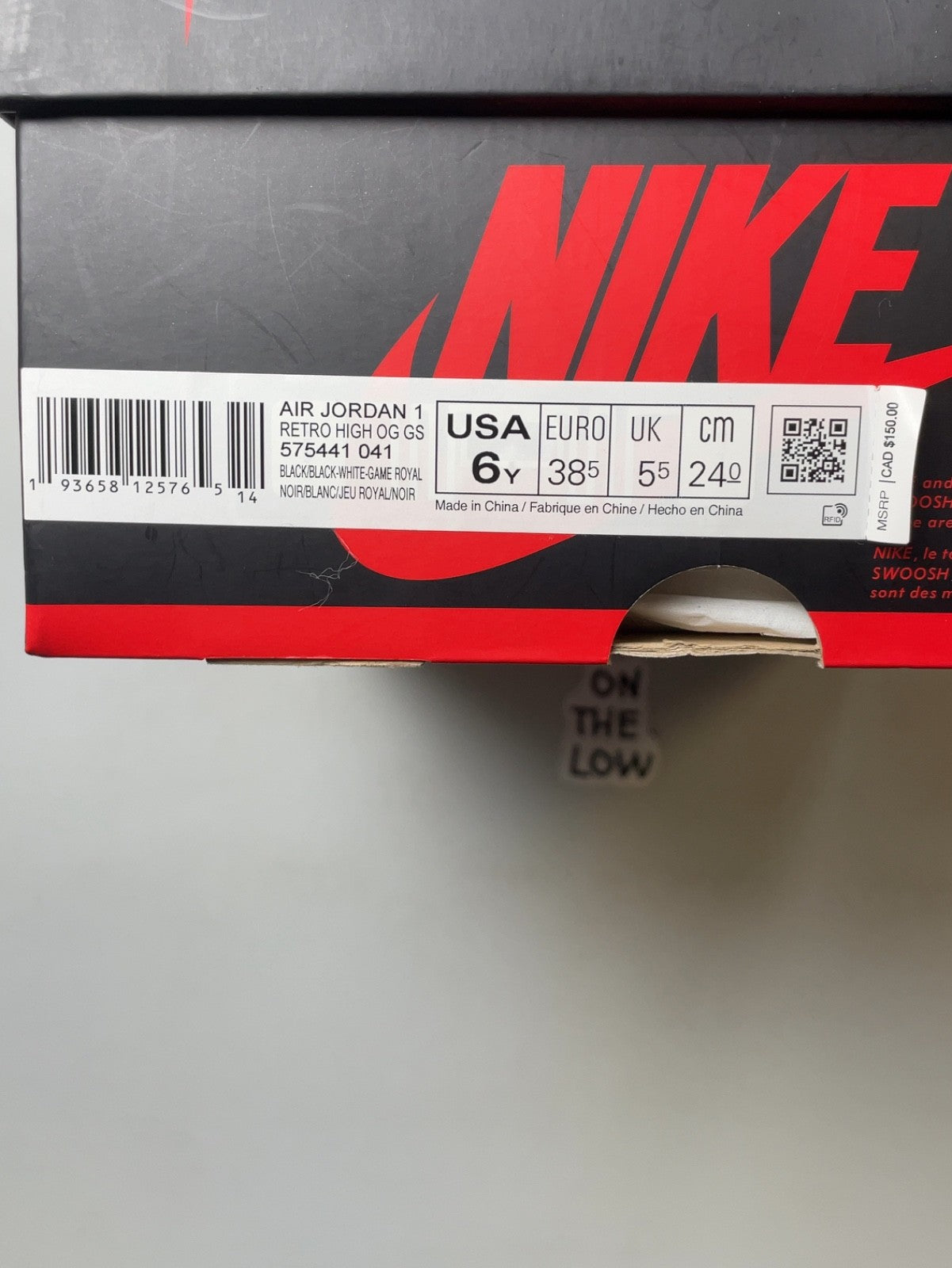 Jordan 1 Retro High Royal Toe (GS) | 575441-041 | Size 6 Men's US