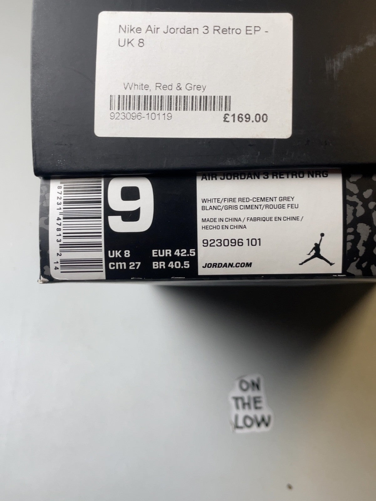 Air Jordan 3 Retro Free Throw Line White Cement | 923096-101 | Size 9 Men's US