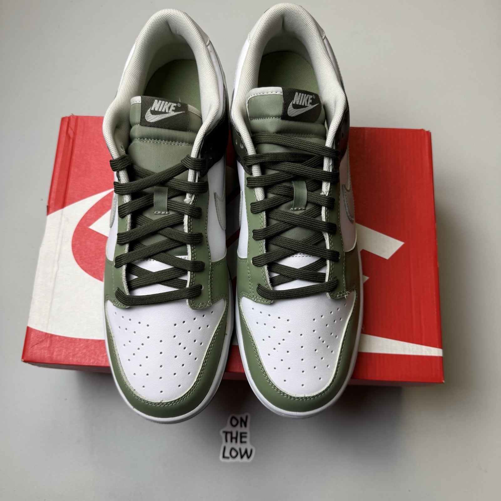 Nike Dunk Low Oil Green White Black FN6882-100 Men's Sz: 13