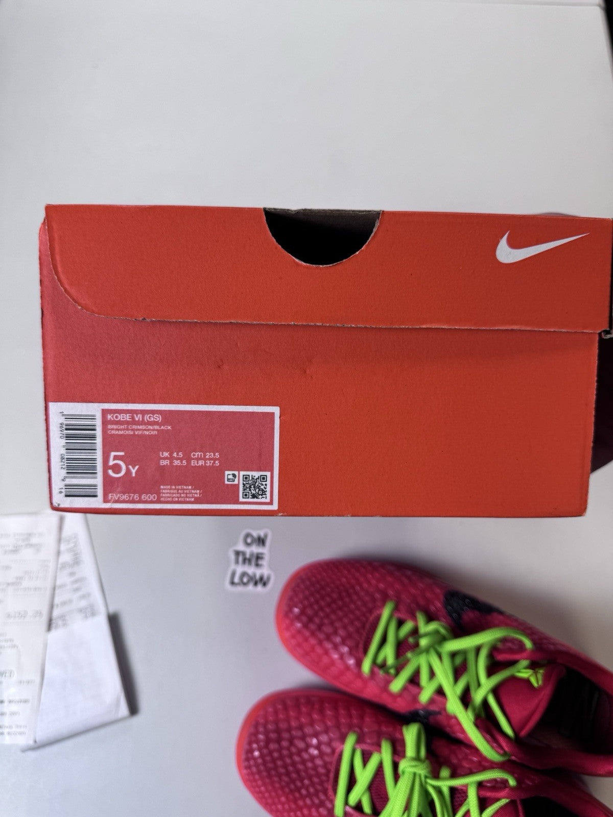 Nike Kobe 6 Protro Reverse Grinch GS | FV9676-600 | Size 5Y / 6.5W