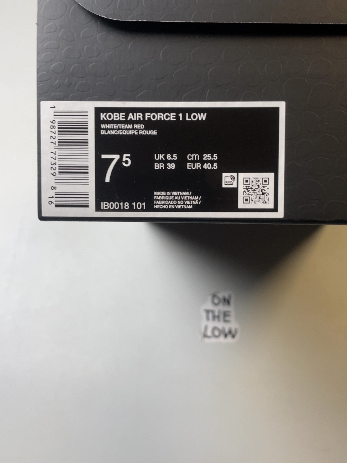 Nike Air Force 1 Low Kobe Bryant Forever Lower Merion Home | IB0018-101 | 7.5 M