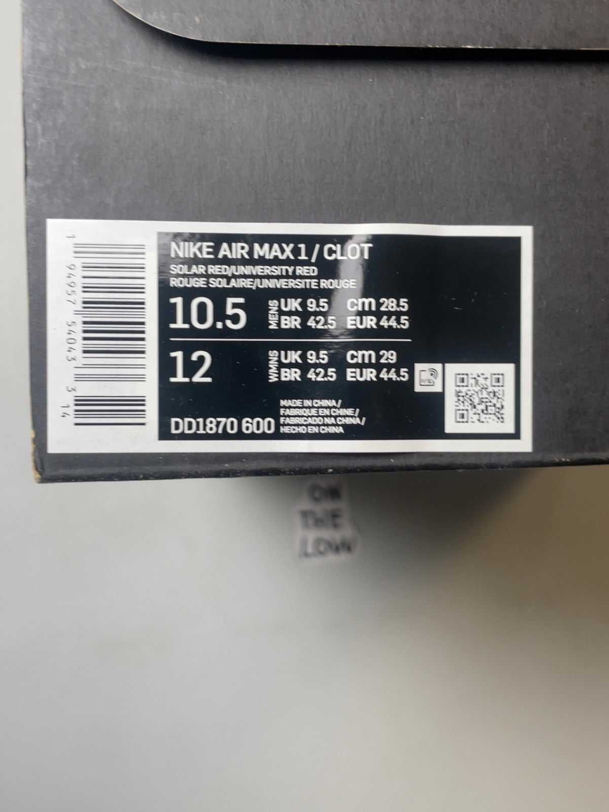 Nike Air Max 1 CLOT Kiss of Death Solar Red | DD1870-600 | Size 10.5 M US *MINT*