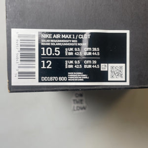 Nike Air Max 1 CLOT Kiss of Death Solar Red | DD1870-600 | Size 10.5 M US *MINT*