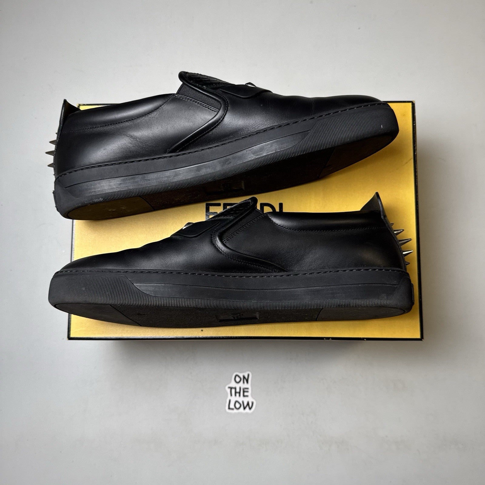 Fendi Vitello Black Slip On Loafer Shoes | 7E1070 | Size 10 / EU 44 / Mens US 11