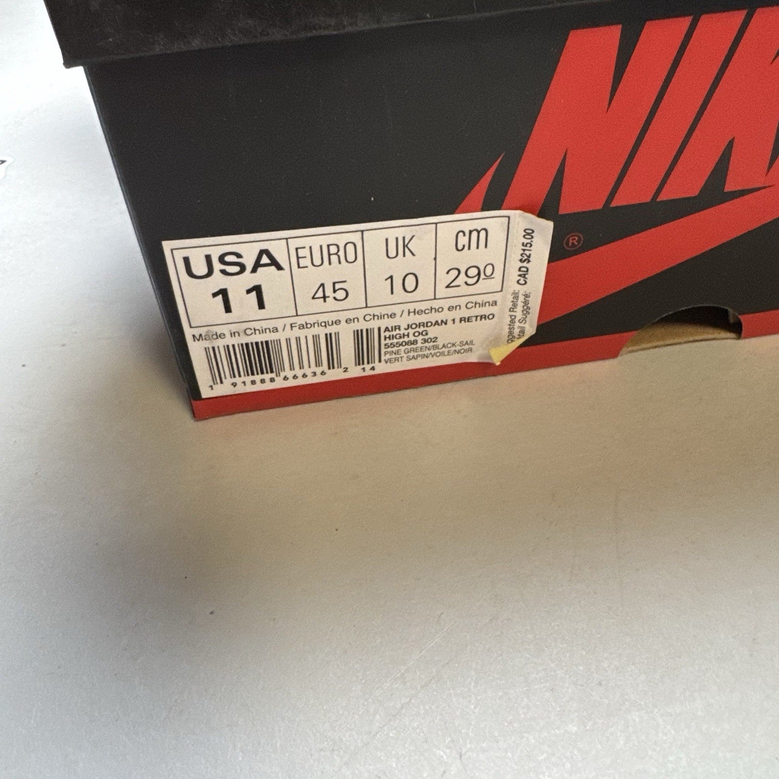 Jordan 1 Retro High Pine Green | 555088-302 | Size 11 mens