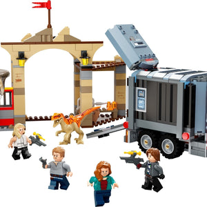 T. rex & Atrociraptor Dinosaur Breakout — LEGO set 76948 stock image